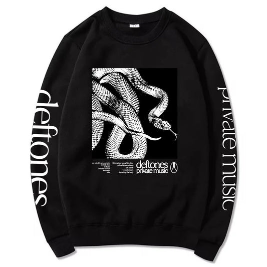 Private Music Tracklist Longsleeve Sweatshirt Deftones Rock Band Printing Hoodies Crewneck Casual Loose Autumn Pullovers Men Top