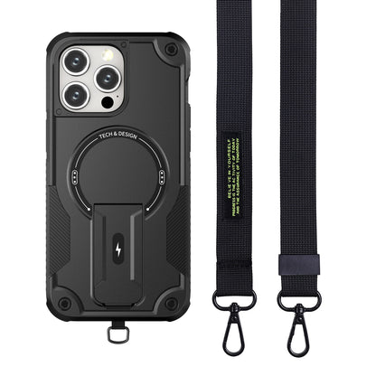 Crossbody Cool Magnetic Phone Case for iPhone 17 Pro Max 16 Plus 15 14 13 12 Lens Protection invisable Bracket for Magsafe Cover