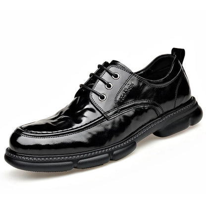 Summer Hallow Cow Leather Shoes for Men Fashion Casual Black New Designer Dress Shoes Male Lace Breathable Platform Shoes Man