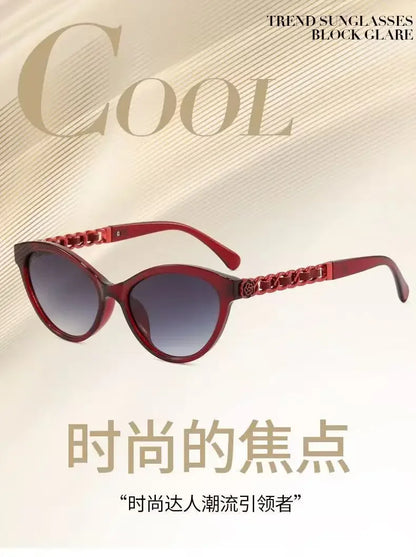 2025 New Fashion Cat Eye Sunglasses Women Hollow Chain Legs Sun Glasses Ladies Classic Goggle Oculos De Sol UV400 Sunshade