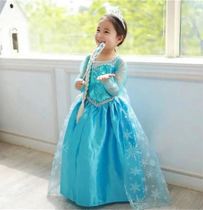 Girls Snow Queen Kids Costumes Girls Carnival Party Prom Gown Elsa Robe-Playing Children Clothing Princess Dress Birthday Dress