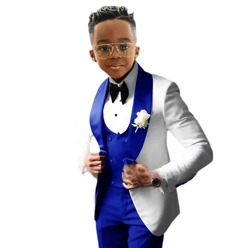 Kids Slim Fit Shawl Lapel Suit Set 3 Pieces Performance Costumes Elegant Flower Boys Formal Party Suit Kids Wedding Tuxedo 2-20T