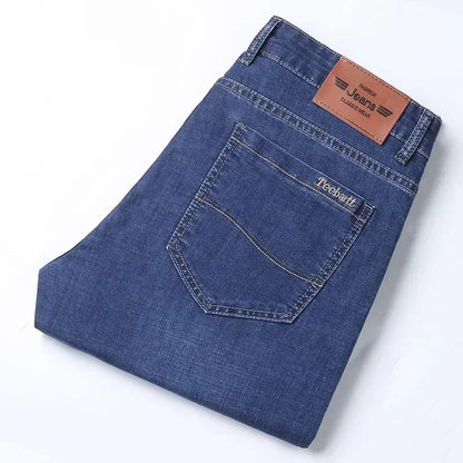 New Summer Men's Denim Shorts Fashion Light Color Casual Loose Multi-pocket Straight Five-minute Pants Elastic Knee Shorts