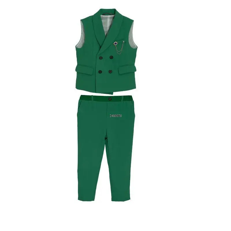 Children Formal Wedding Suit Kids Vest Pants Party Photograph Set Teenager Boys Tuxedo Party Dress Child Dance Show Costume