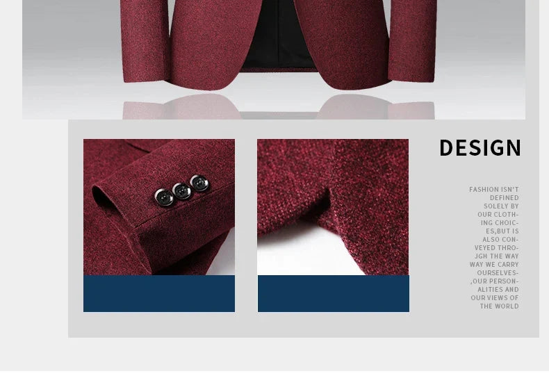 Brand Business Casual Jackets for Men Spring and Autumn Solid Color Turn-Down Collar Suits Blazer 2026 Wedding Blazer Men