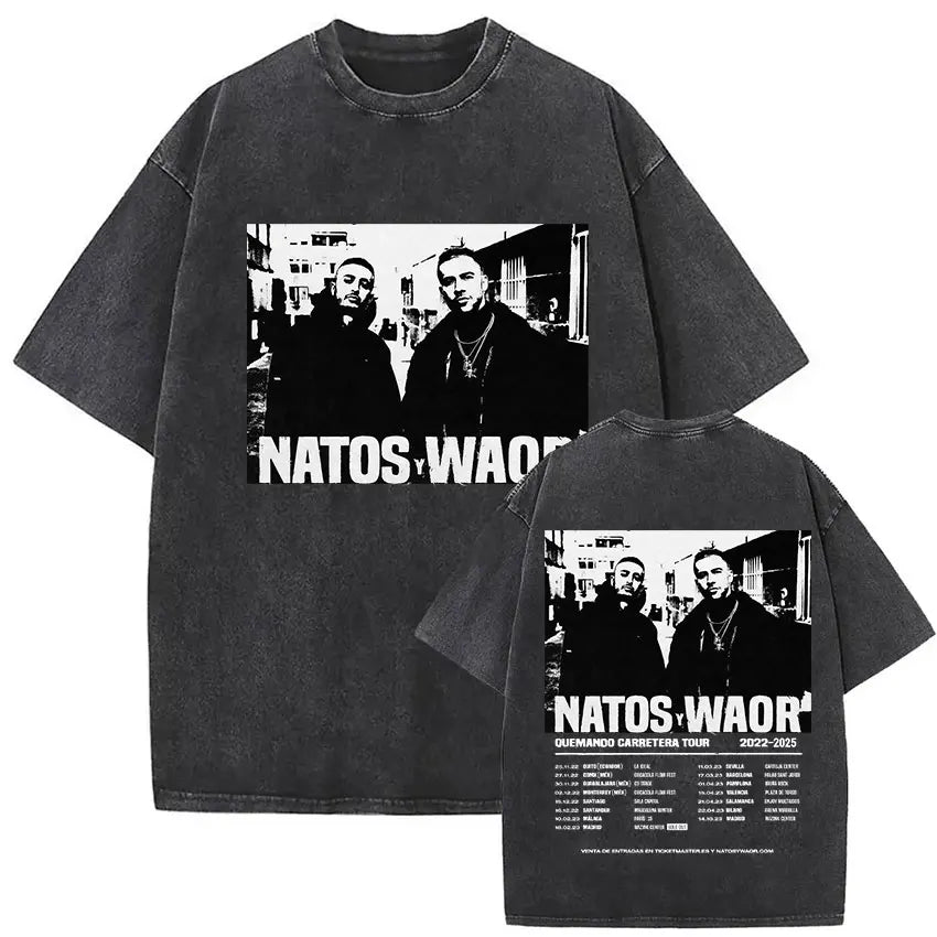 Washed Vintage NATOS WAOR Hijos De La Ruina Logo Album Merch T Shirts Men's Women Hip Hop Gothic Short Sleeve T-shirt Streetwear