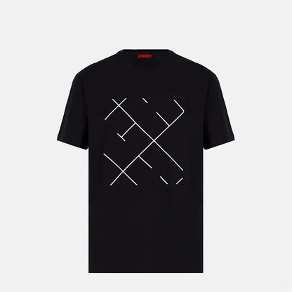 Men's Short Sleeves New Fashion Commuter Versatile Men's Classic Top Pure Cotton Round Neck Letter Design Men's Short Sleeves