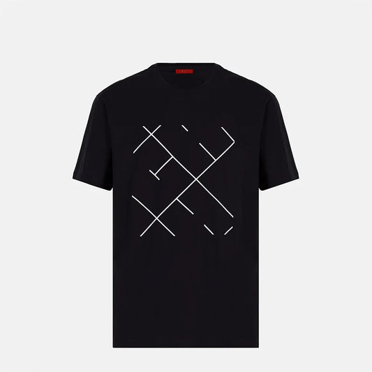 Men's Short Sleeves New Fashion Commuter Versatile Men's Classic Top Pure Cotton Round Neck Letter Design Men's Short Sleeves