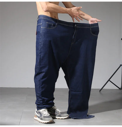 200KG Extra Large Jeans Men Blue 8XL 7XL 6XL 5XL Plus Size Denim Big Straight Elastic Trousers Black Stretched High Waist Pants