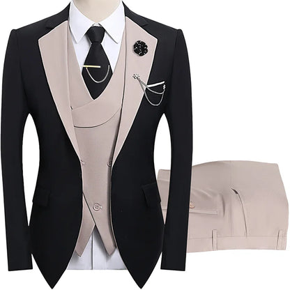 2026 men's dark green three piece suit, (Chinese size) slim fit jacket with vest and pants, wedding party set.
