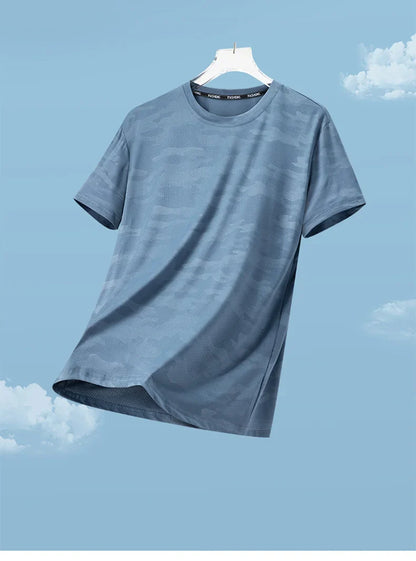Functional Fabric Mosquito-Resistant Antibacterial Sweat-Wicking Ice Feeling 2025 New Ice Silk T-Shirt Men's Short Sleeve Thin Q