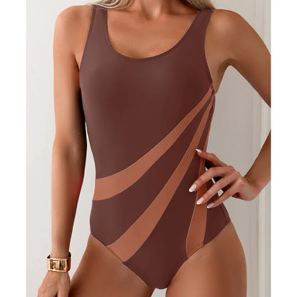 Sexy One Piece Swimsuit Women Trendy Contrast Color Swimwear Push Up Swimming Summer 2025 New Bathing Suits Bodysuits Beachwear