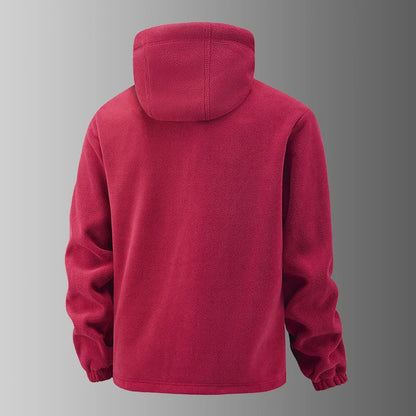 2025 Fleece Men's Coat Thickened Warm Windproof Loose Outdoor Collar Fleece Hooded Jacket Norwegian Printed Good Soldier