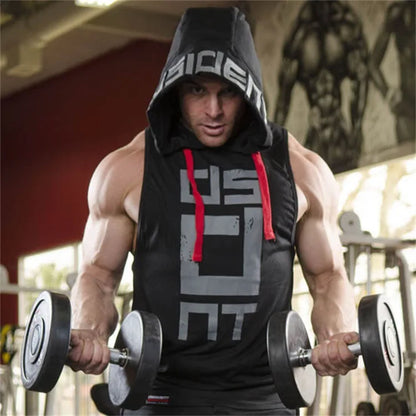 Mens Street Corner Pullovers Fitness Sport Sleeveless Hoodies Gym Bodybuilding Running Training Jogging Cotton Casual Sportswear