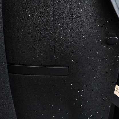 Luxury Man Suits High Quality 3 Pieces Littering Rhinestone Embellishment Wedding Dress Shining Flash Diamond Tuxedo Dinner Suit