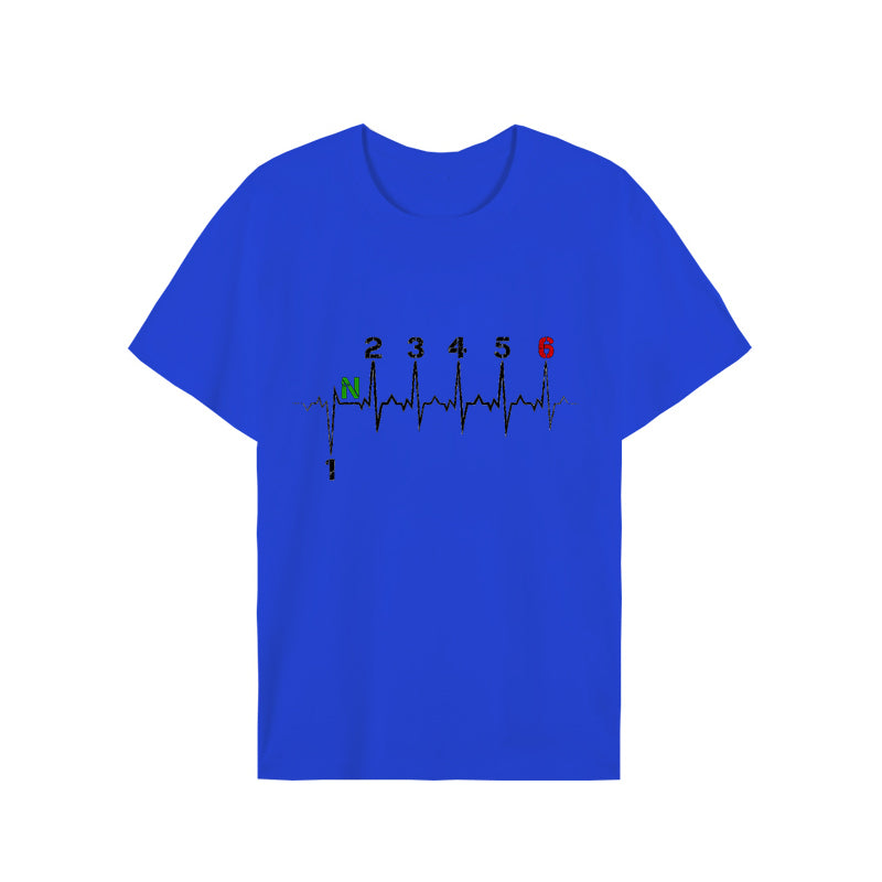 Men Brand T-shirts Motorcycle Gear Shift 1n23456 Heartbeat Ekg Pulse Print T Shirt Men Teeshirt Tshirt Short Sleeve T Shirts Men
