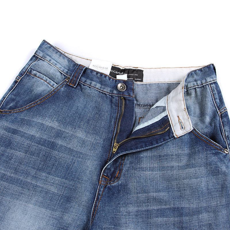 Mens Baggy Jeans Spring and Autumn New Fat Guy Large Size Fashion Multi-pocket Wide Loose Jeans Mens Denim Trousers