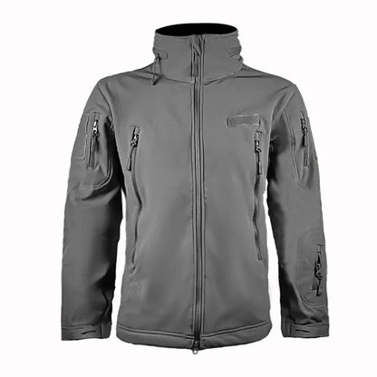 Outdoor Tactical Jacket Men's Stand-up Collar Plush Thickened Soft Shell Jacket Winter Windproof Waterproof Camouflage Coat