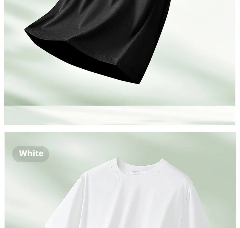 64% Cotton 25% Bamboo Fiber Cool T Shirt Men Short Sleeve Summer Tops For Men Round Neck Skin Friendly Solid Color Male Clothes