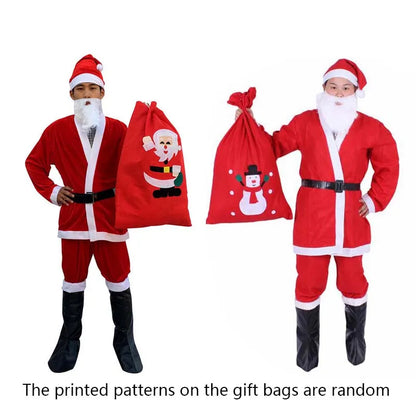 7PC Santa Claus Costume Sets Christmas Party Prom Adult Role Playing New Year Christmas Clothing Adult Character Cosplay Costume
