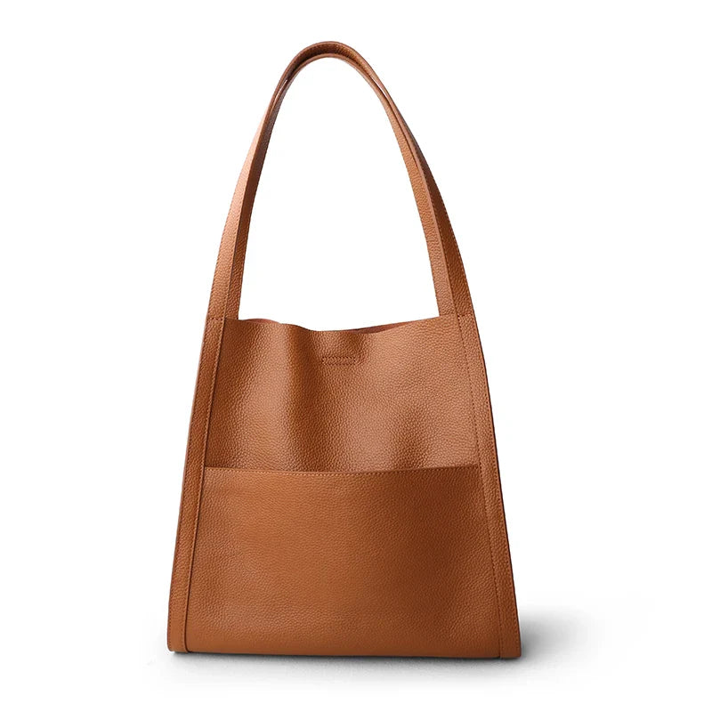 2025 New Women Bag Female Luxury Fashion Shoulder Bags Lady Soft 100% Cowhide Genuine Leather Niche Design Tote Bucket Handbag