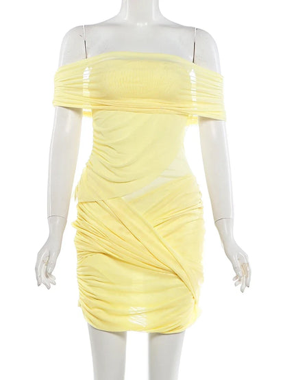 Prom Party Dress Women Sexy Patchwork Sexy Multi-Layer Mesh Cross Peach Hip Chic Clubwear Birthday Vacation Mini Bodycon