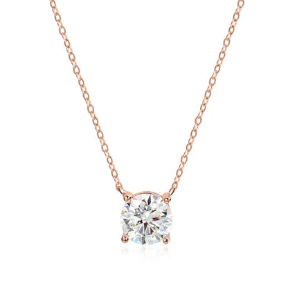 1-5CT Rose Gold Color Moissanite Necklace for Women D Color Sparkling Classic Lab Diamon Pendant Sterling Silver 925 100%