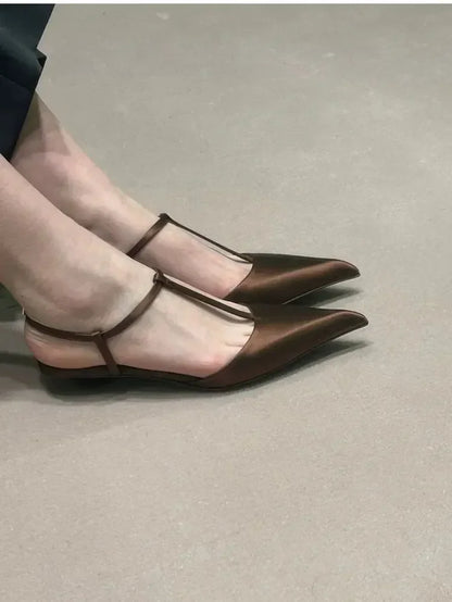 Sexy Pointed Toe Satin Low Heel Sandals Women Elegant Ankle Strap Kitten Heels Women Pumps Summer Fashion Casual Heels Sandals