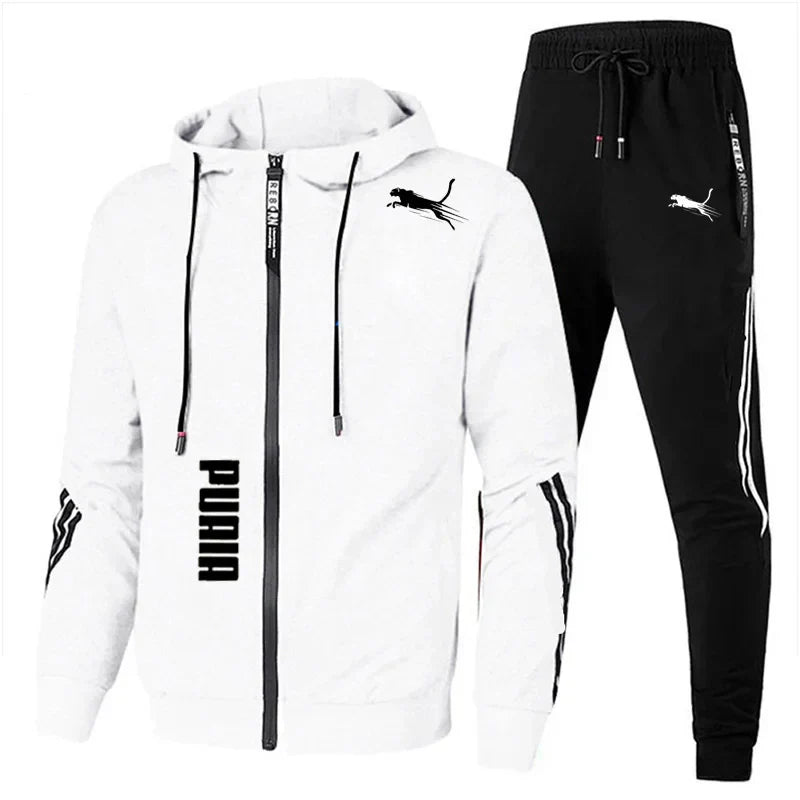 Men's Spring Autumn Tracksuit Set Long Sleeve Hoodie And Joggers 2-Piece Fitness Running Sportswear Casual Clothing