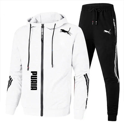 Men's Spring Autumn Tracksuit Set Long Sleeve Hoodie And Joggers 2-Piece Fitness Running Sportswear Casual Clothing