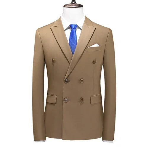 2025 Brand Fashion Men Double Breasted Tuxedo Business Suit/Male Slim Fit  Korean Casual Clothing/Men's Casual Jacket Blazers
