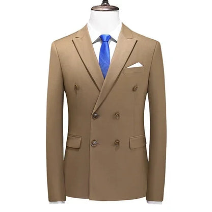 2025 Brand Fashion Men Double Breasted Tuxedo Business Suit/Male Slim Fit  Korean Casual Clothing/Men's Casual Jacket Blazers