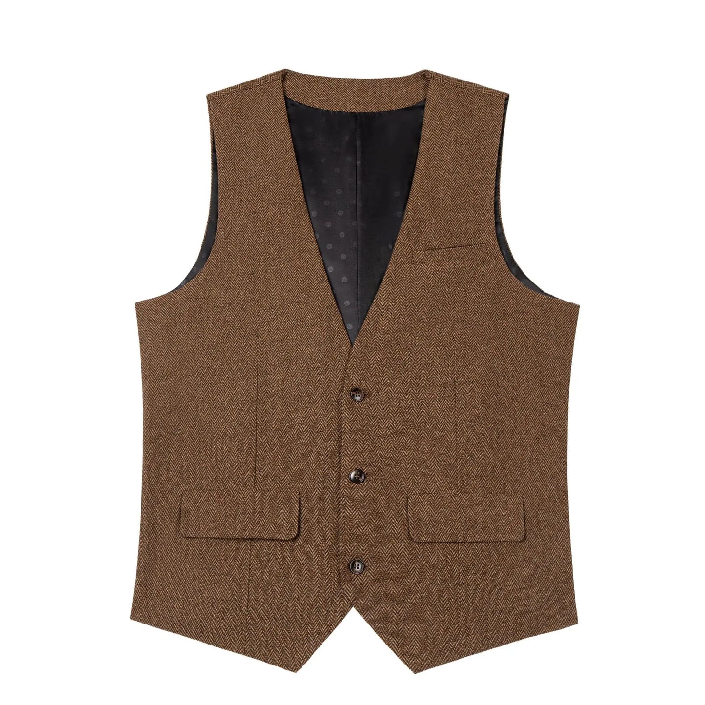 Black Men's Blazer Vest Euro Size Vintage Vests Man Single Breasted Outerwear Men's Suits Vest Spring Autumn Herringbone Vest