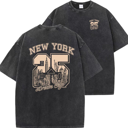 New York City Funny Print  Woman T Shirts Summer Vintage Washed Cotton Breathable Tee Shirt Fashion Casual Home Tshirt