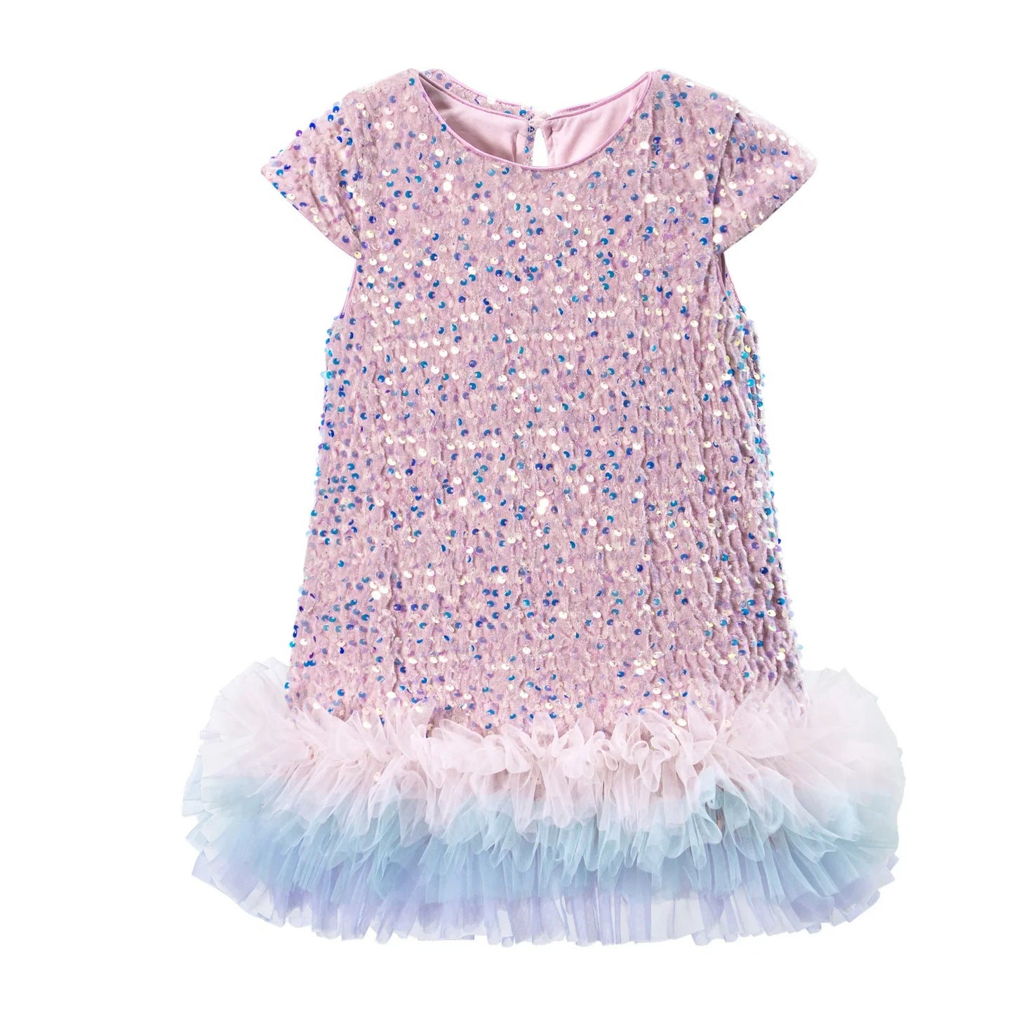 Sequin Girls Dress Kids Fluffy Birthday Formal Prom Dresses Evening Gown for Summer Princess Girls Costumes