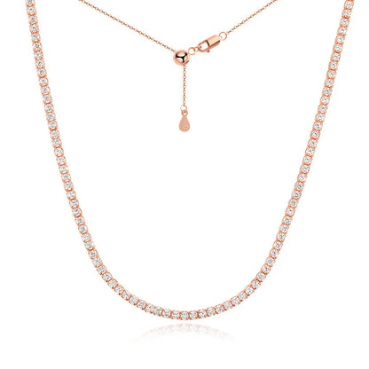 2mm Moissanite Tennis Necklaces for Women Solid s925 Silver Adjustable Choker Chain Wedding Diamond Rhinestone Necklace