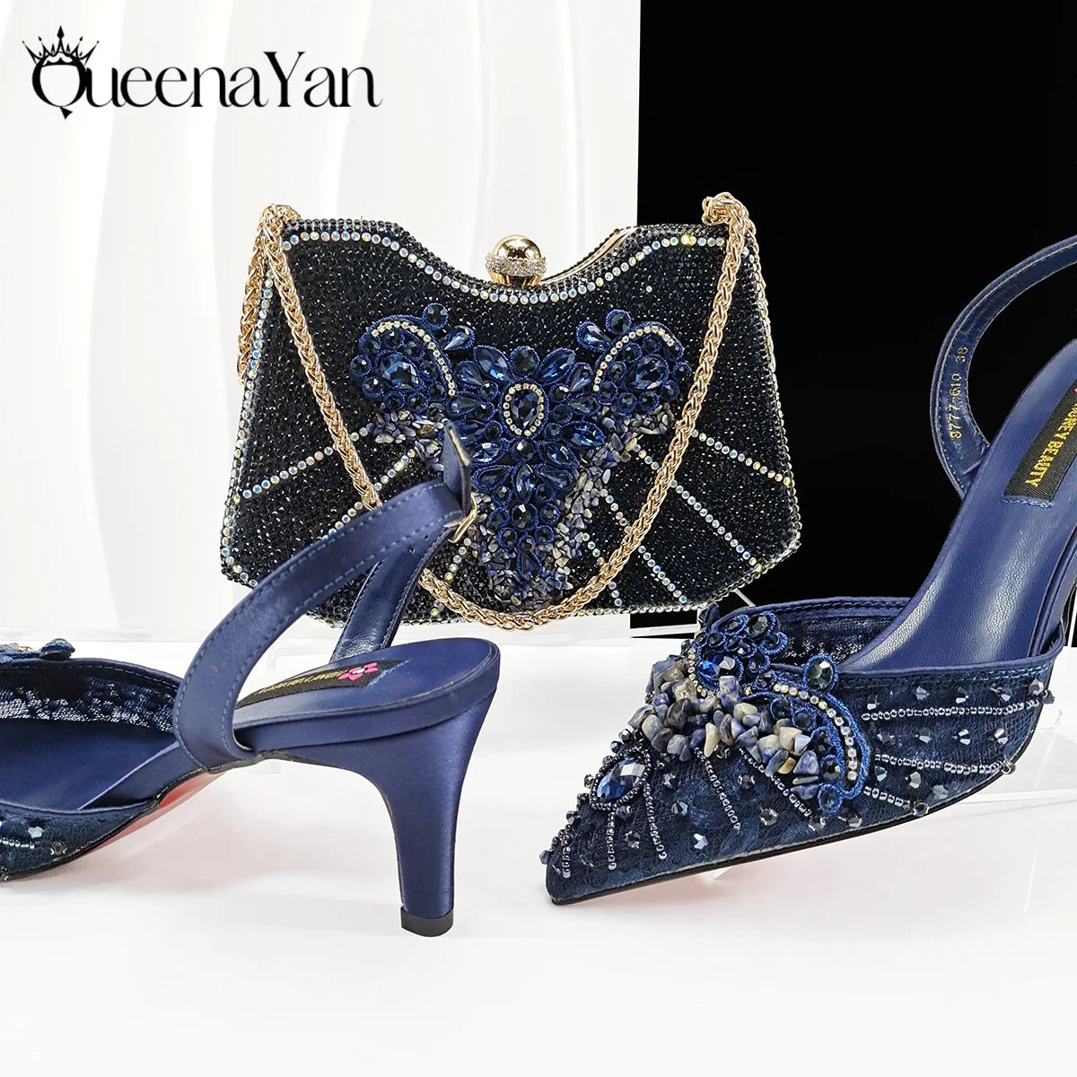 Women High Heel Party For Purple Color Shoes and Bag Set Rhinestone Handbag Italian Design Wedding INS 2025