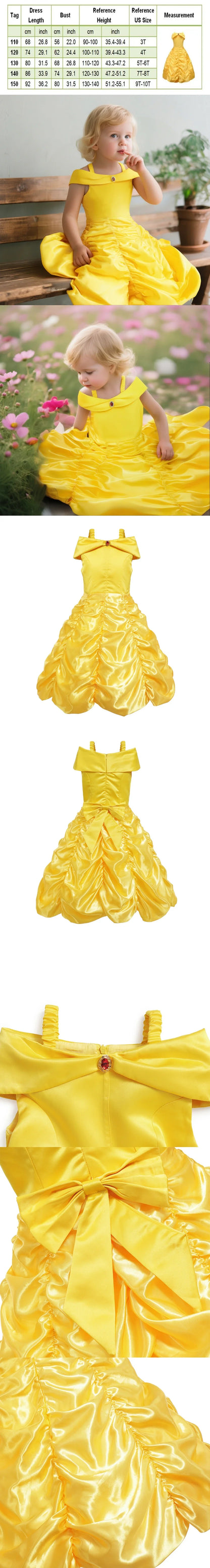 Muababy Princess Dress for Girls Aurora Belle Elsa Jasmine Cosplay Costume Party Halloween Carnival Outfit Kids 2-8Y Vestido