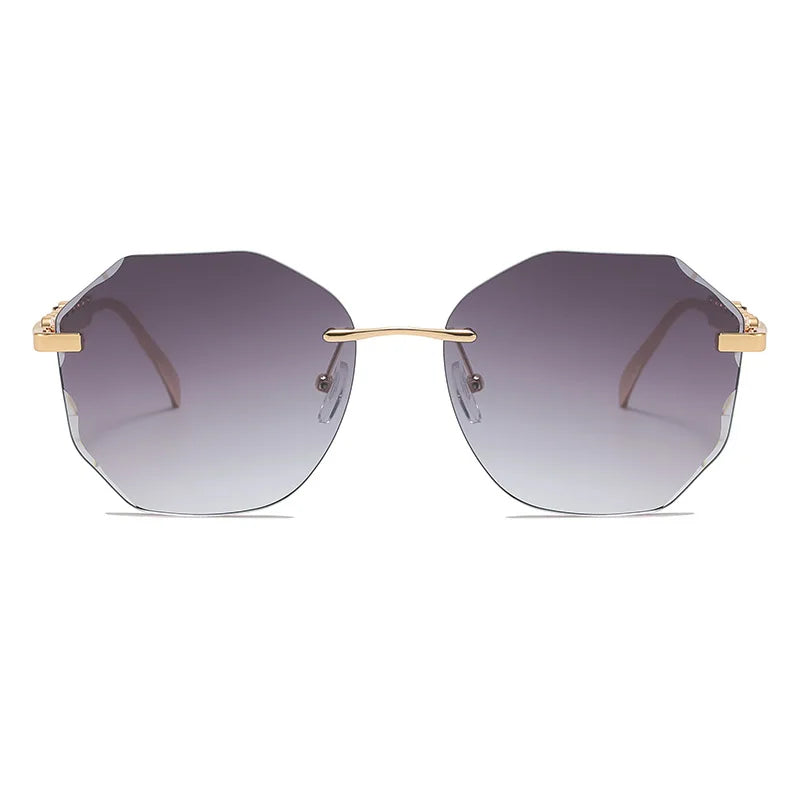 Women's Rimless Cut Edge Sunglasses Pearl Temple Gradient Lens Sun Glasses Elegant Y2K UV400 Shades Luxury Metal Fashion Eyewear