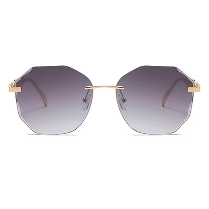Women's Rimless Cut Edge Sunglasses Pearl Temple Gradient Lens Sun Glasses Elegant Y2K UV400 Shades Luxury Metal Fashion Eyewear
