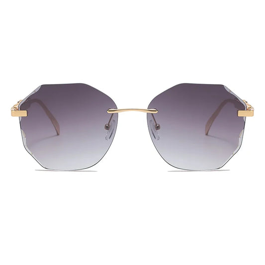 Women's Rimless Cut Edge Sunglasses Pearl Temple Gradient Lens Sun Glasses Elegant Y2K UV400 Shades Luxury Metal Fashion Eyewear
