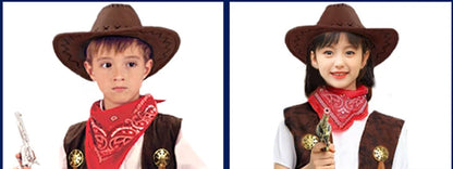 2024 Children Adult Cowboy Cosplay Costumes Halloween Party Masquerade Boy Woman Wild West Fancy Cowgirl Vest Cap Scarf Outfits