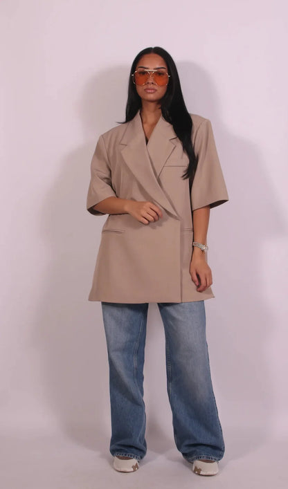 Ladies Loose Blazer Suit Solid Casual Turn Down Collar One Button Coat High Waist Shorts 2026 Summer Autumn Formal New Outfits