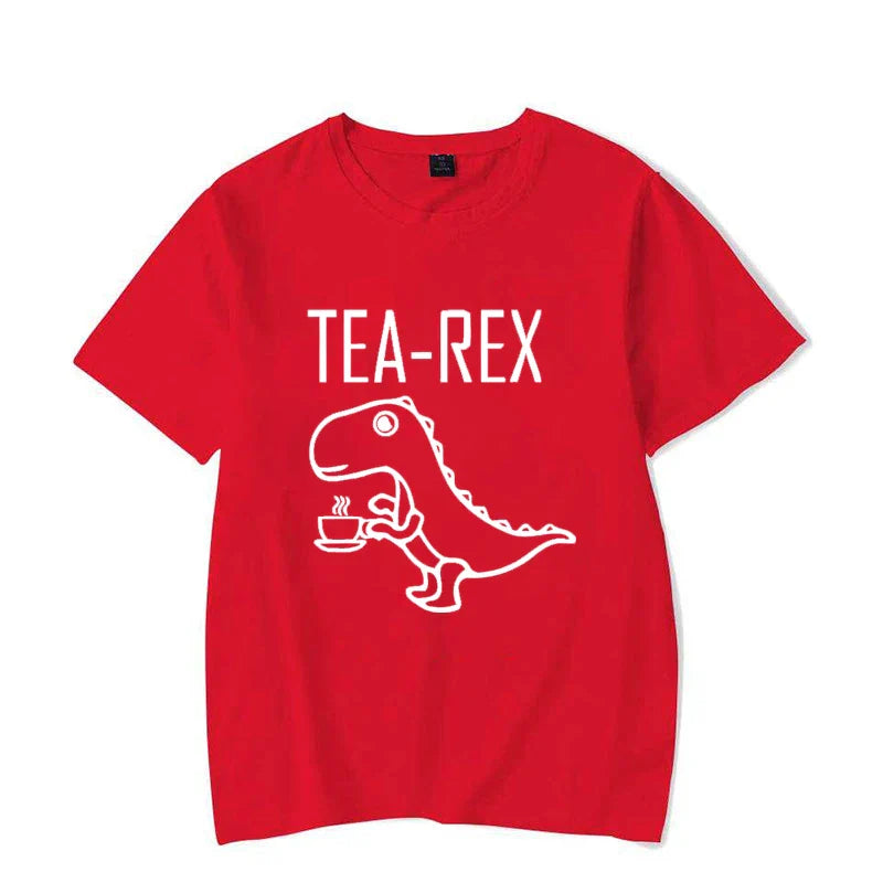 Men Women T-Shirts Tea Rex Funny Dinosaur Drink Coffee T Shirts Fashion Casual TShirt High Quality Streetwear Tops Tee Shirt