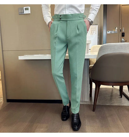High Waisted Suit Pants for Men 2026 New Solid Color Formal Pantalones Hombre Casual Slim Fit Dress Pants Trousers Men Clothing