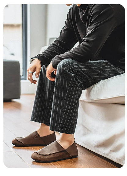 Man Loafers Outdoor Walking Fashion Mens Casual Shoes Soft Leather Comfort Half Slippers Breathable Lazy Driving Shoes