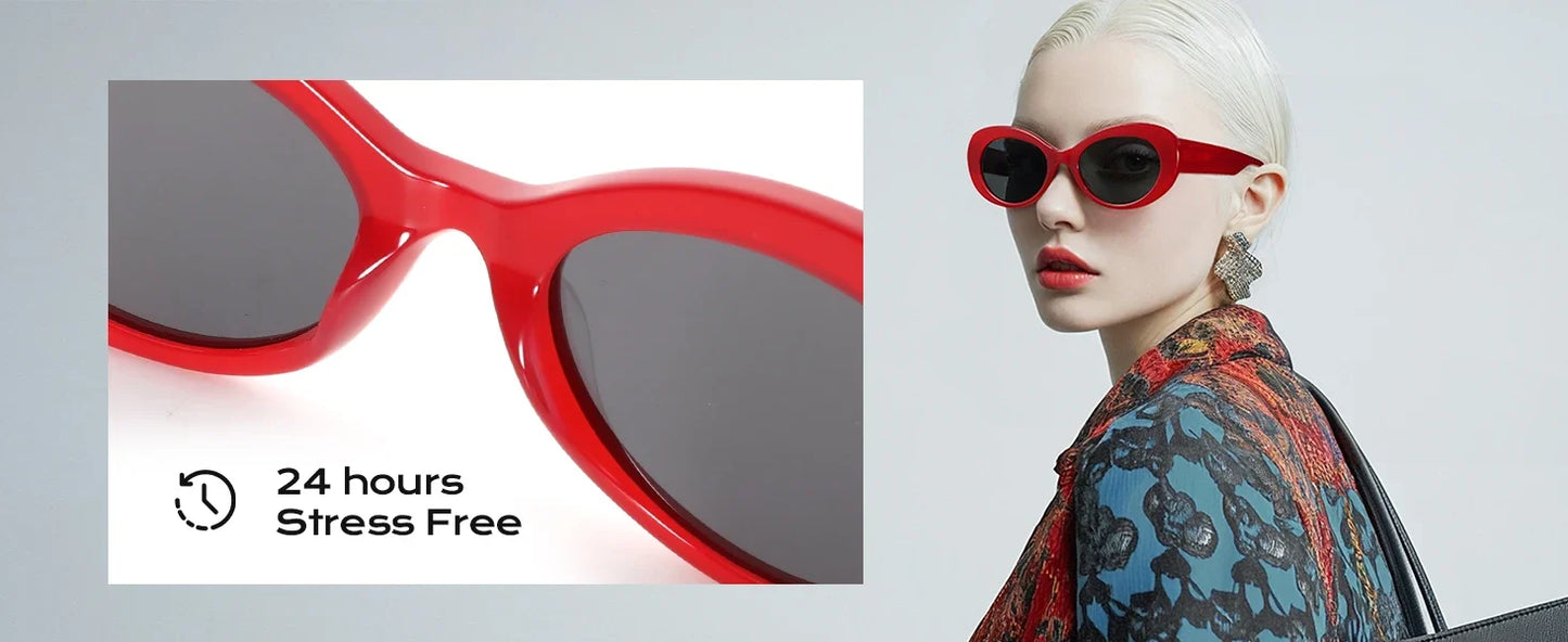 Handmade Acetate Oval Polarized Sunglasses Women Thick Frame UV400 Protection Sun Glasses for Ladies Shopping Gift