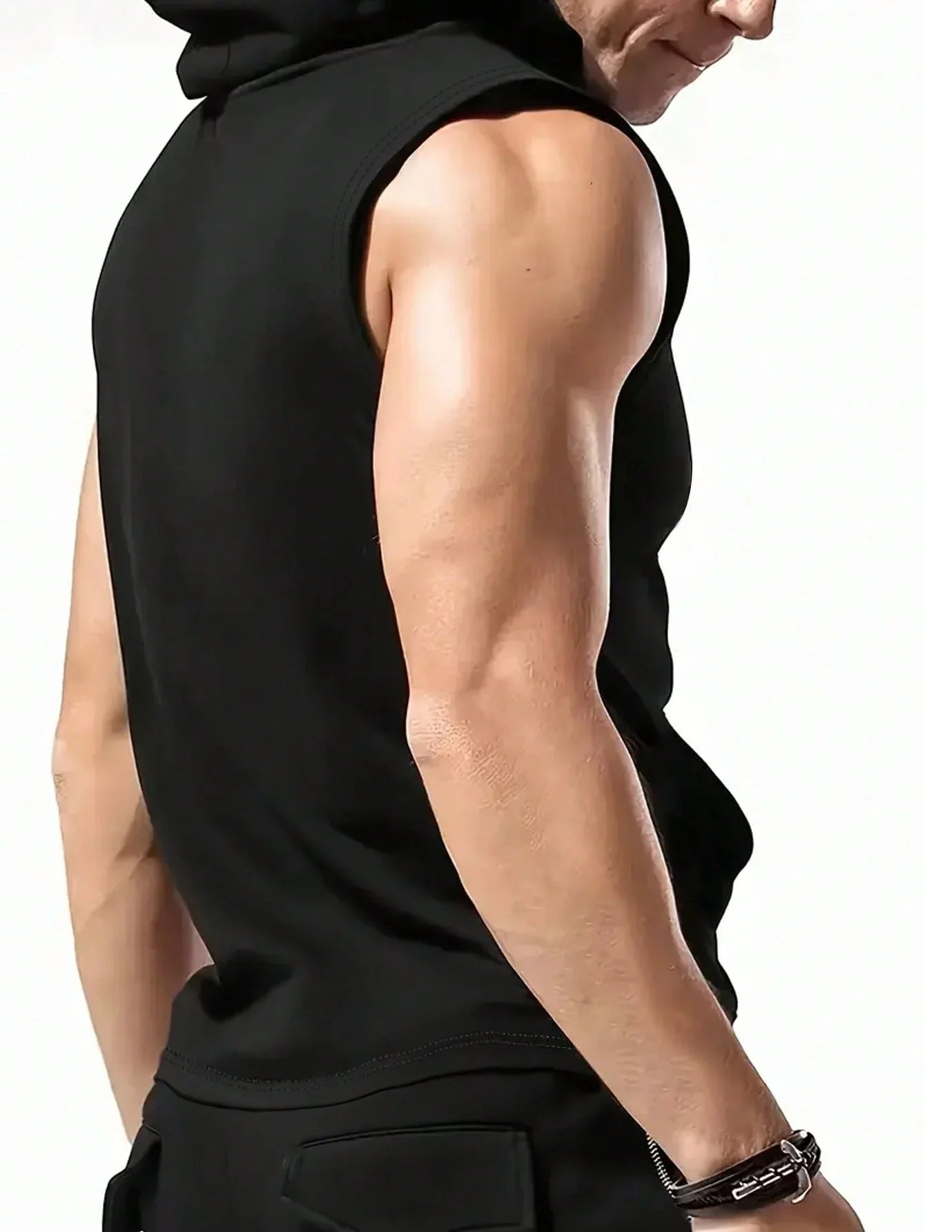 Men's Spring Summer Sleeveless Hoodie Tank, Black Red Bull Print Quick Dry Breathable Workout Vest, Gym Streetwear