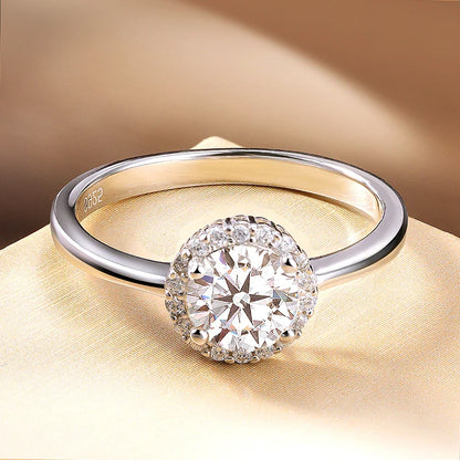 1ct D VVS1 Moissanite Rings for Women Engagement Wedding Lab Diamond with GRA S925 Silver Plated 18k White Gold Ring