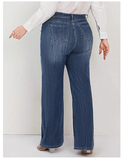 Plus Size Women Jeans Wide Leg Women Jeans Autumn Straight Lady Loose Large Size Jeans 175cms Lady Women Jeans 2023 Full Length